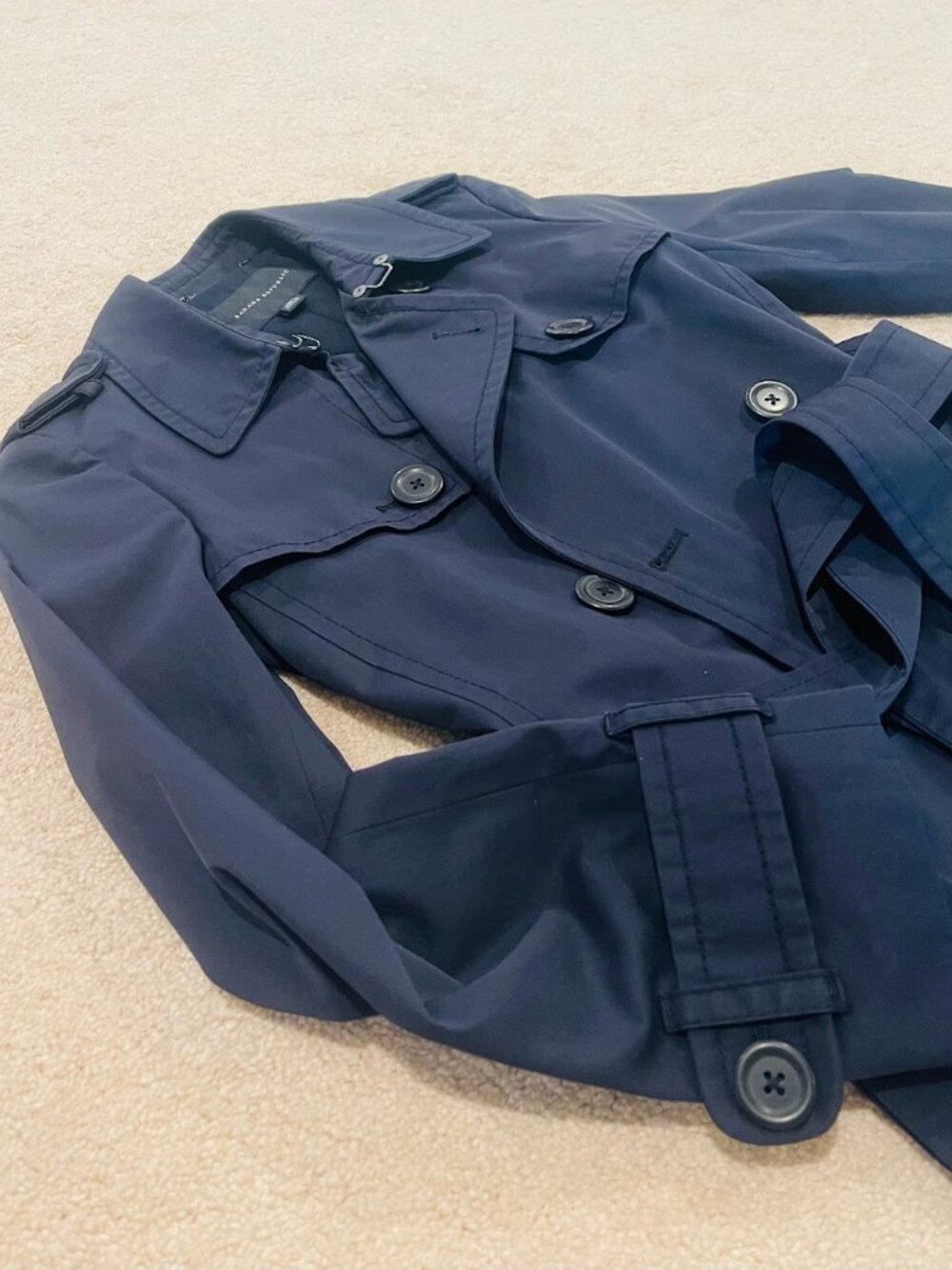Banana Republic Trench Coat Navy XS. 100% cotton double breasted belted - Picture 5 of 10